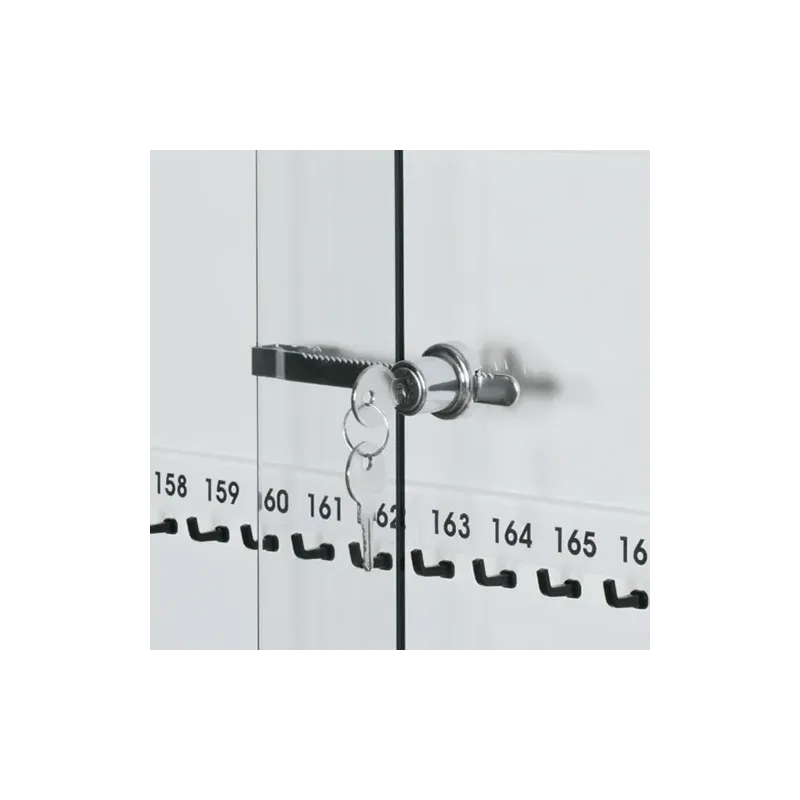 Bacheca porta chiavi, con ante scorrevoli, fondo magnetico in acciaio laccato, cornice in alluminio, 81 ganci