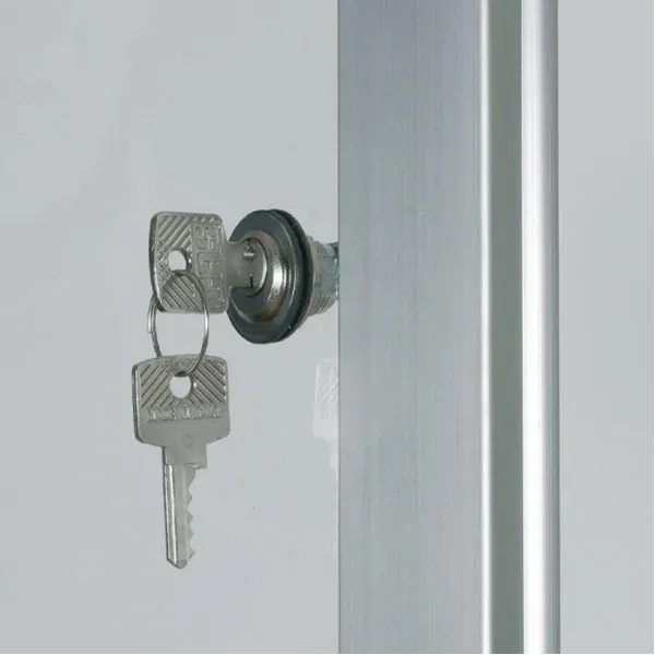 Bacheca con anta battente, fondo magnetico in acciaio laccato, cornice in alluminio, 6 X A4