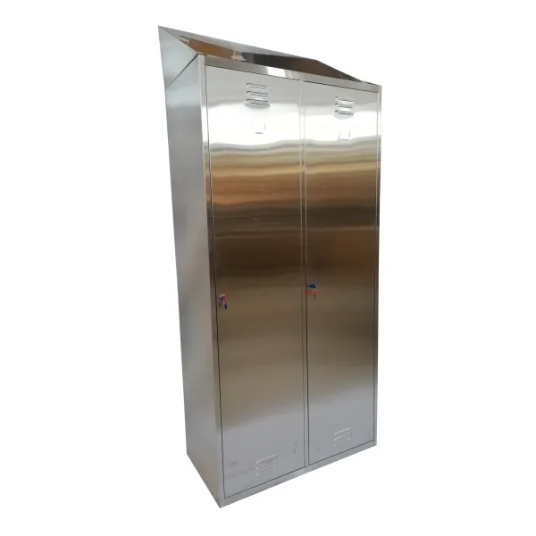 Armadio spogliatoio in acciaio INOX, con divisorio sporco pulito con tettuccio, a 2 posti cm 80x50x210h