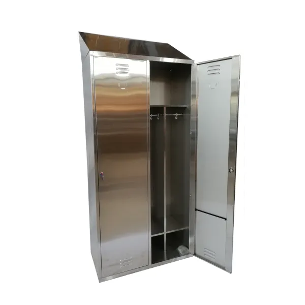 Armadio spogliatoio in acciaio INOX, con divisorio sporco pulito con tettuccio, a 2 posti cm 80x50x210h