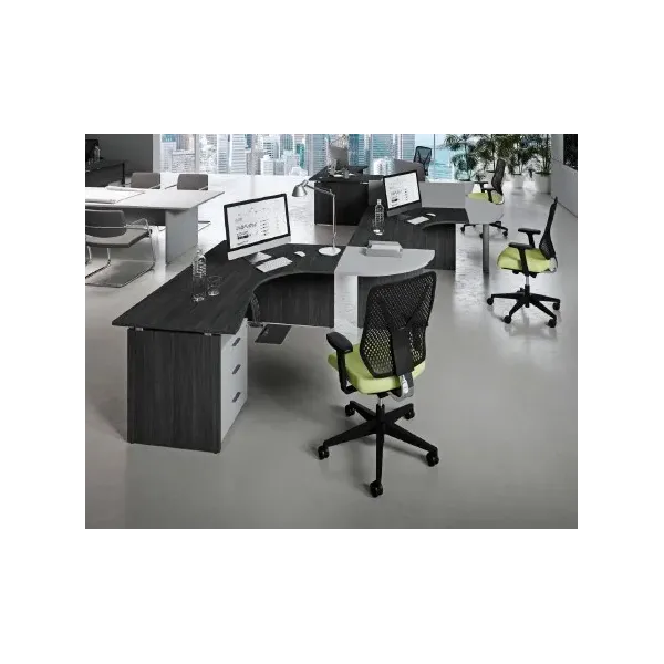 Workstation operativa con piano e gambe in legno Dim 160x120x74h