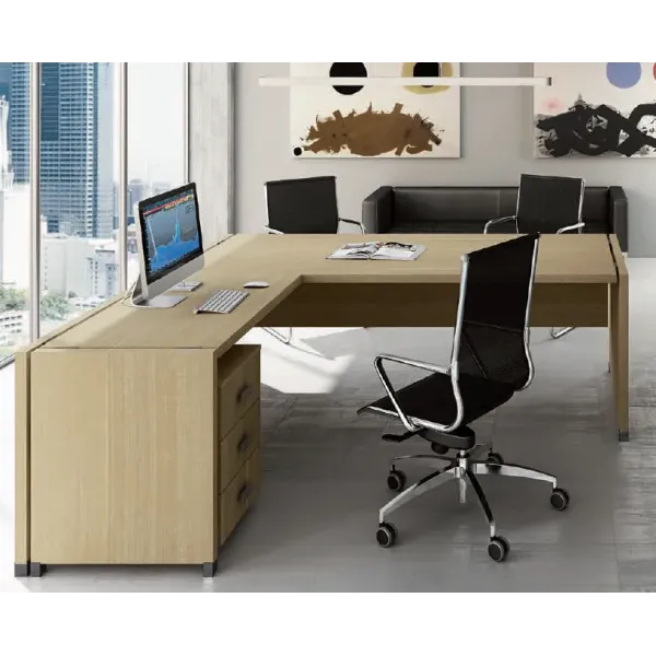 Scrivania Direzionale Legno con Allungo 180x195 | DEOFFICE