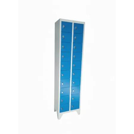 Armadio Porta Cellulare in Metallo con 20 Caselline, Serratura Lucchettabile, Blu, 47,5 x 30 x 180 cm