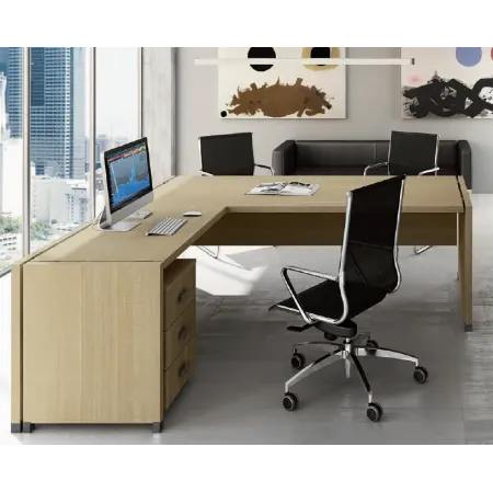 Scrivania Direzionale Legno con Allungo 200x195 | DEOFFICE 2