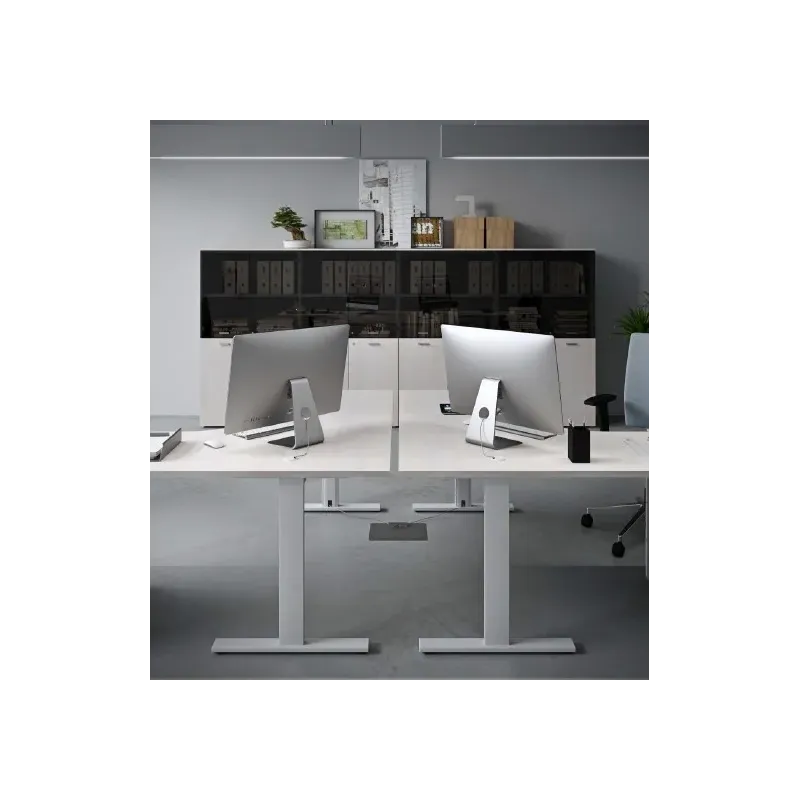 Workstation operativa con piano in legno, gambe in metallo Dim 160x160x74H