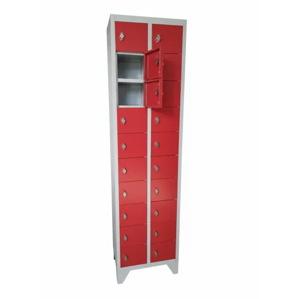 Armadio Porta Cellulare in Metallo con 20 Caselline, Serratura Lucchettabile, Blu, 47,5 x 30 x 180 cm