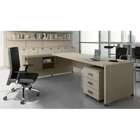 Scrivania Direzionale Legno con Muretto 200x190 | DEOFFICE 2