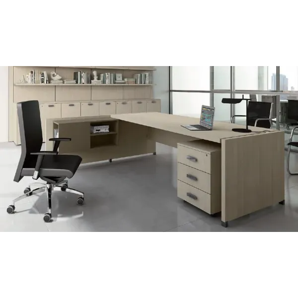 Scrivania Direzionale Legno con Muretto 200x190 | DEOFFICE