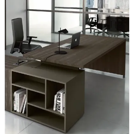 Scrivania Direzionale Legno con Libreria 198x90 | DEOFFICE 2