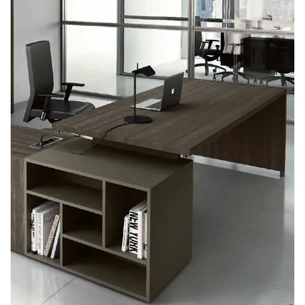 Scrivania Direzionale Legno con Libreria 198x90 | DEOFFICE