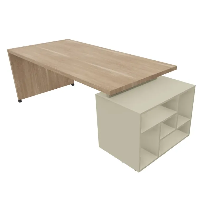 Scrivania Direzionale Legno con Libreria 198x90 | DEOFFICE