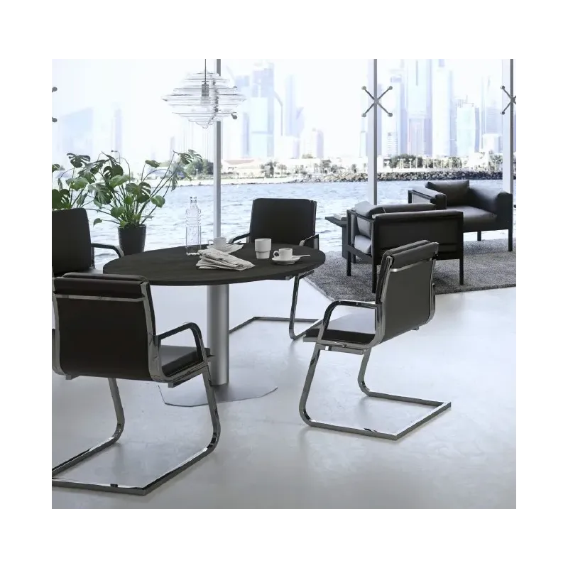 Tavolo riunione piano tondo struttura in metallo Dim 120x120x74H