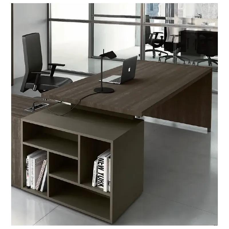 Scrivania Direzionale Vetro e Libreria 218x90 | DEOFFICE