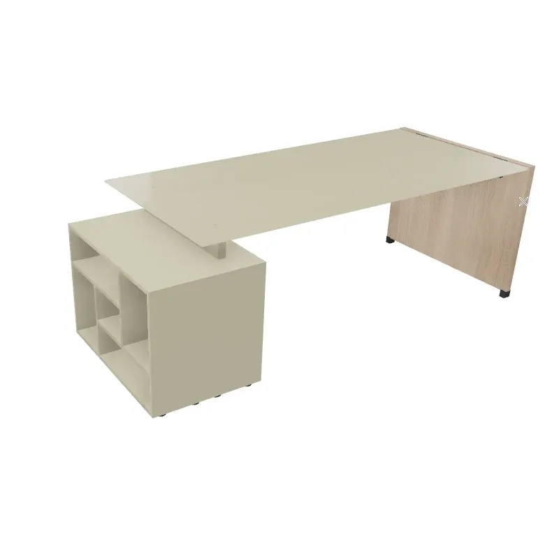 Scrivania Direzionale Vetro e Libreria 218x90 | DEOFFICE