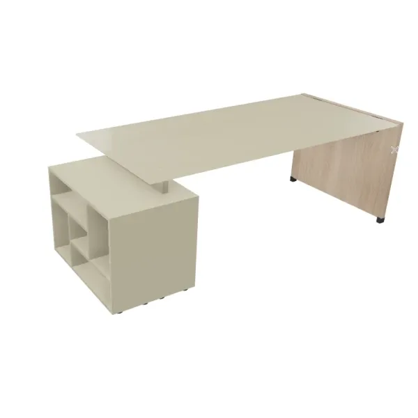 Scrivania Direzionale Vetro e Libreria 218x90 | DEOFFICE