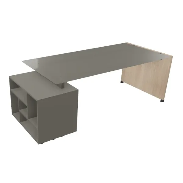 Scrivania Direzionale Vetro e Libreria 218x90 | DEOFFICE