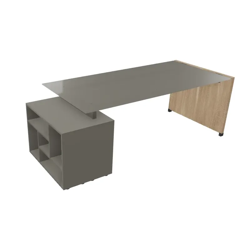Scrivania Direzionale Vetro e Libreria 218x90 | DEOFFICE