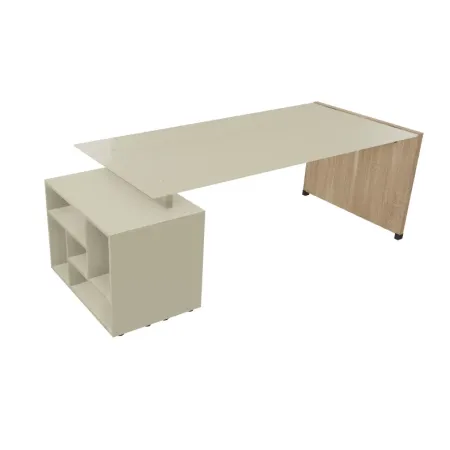 Scrivania Direzionale Vetro e Libreria 218x90 | DEOFFICE