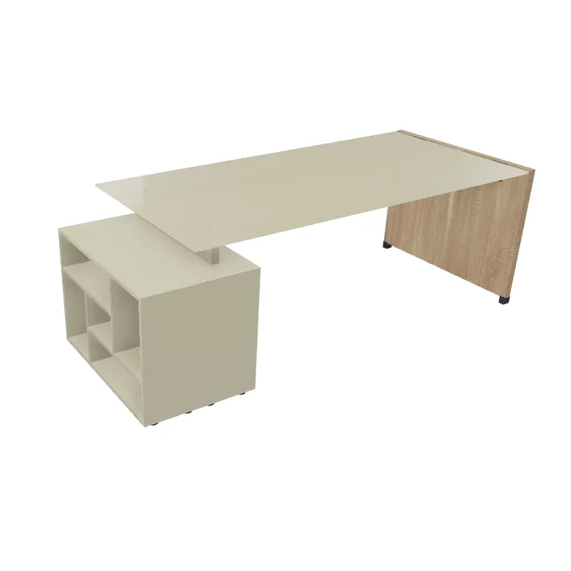 Scrivania Direzionale Vetro e Libreria 218x90 | DEOFFICE
