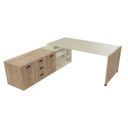 Scrivania Vetro con Libreria e Mobile 198x210 | DEOFFICE