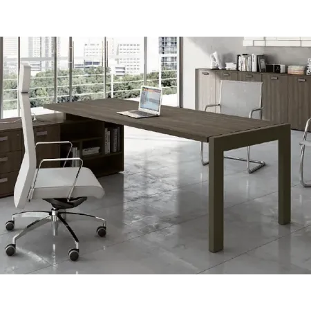 Scrivania Direzionale con Allungo e Muretto Legno 200x190 | DEOFFICE 2