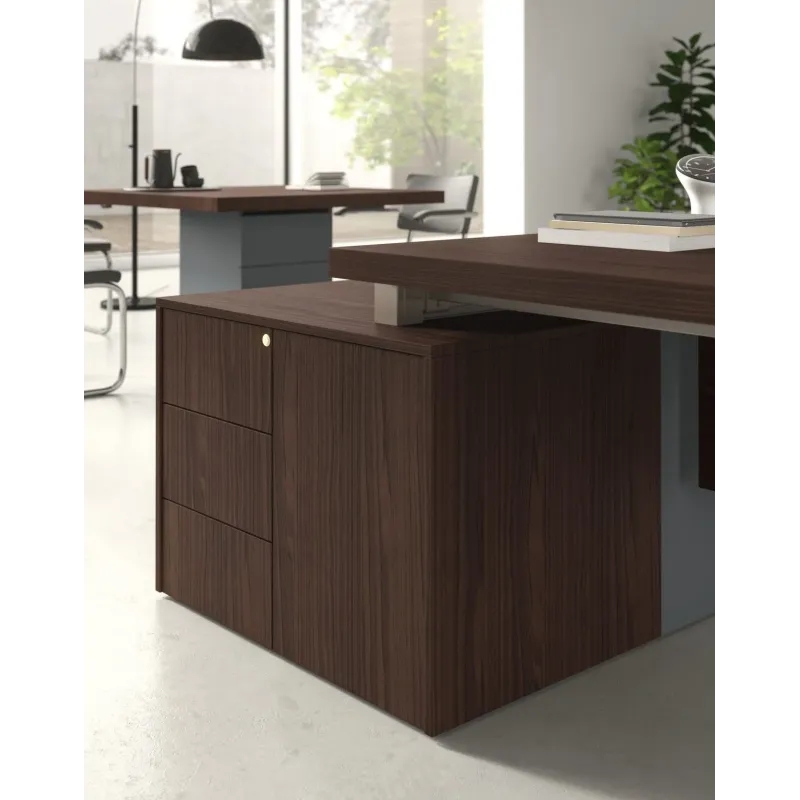 Mobile Servizio Legno su Ruote con Cassettiera Destra | DEOFFICE