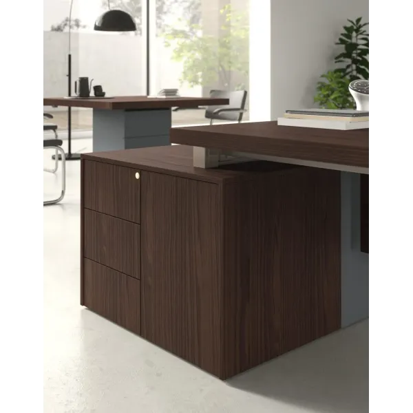 Mobile Servizio Legno su Ruote con Cassettiera Destra | DEOFFICE