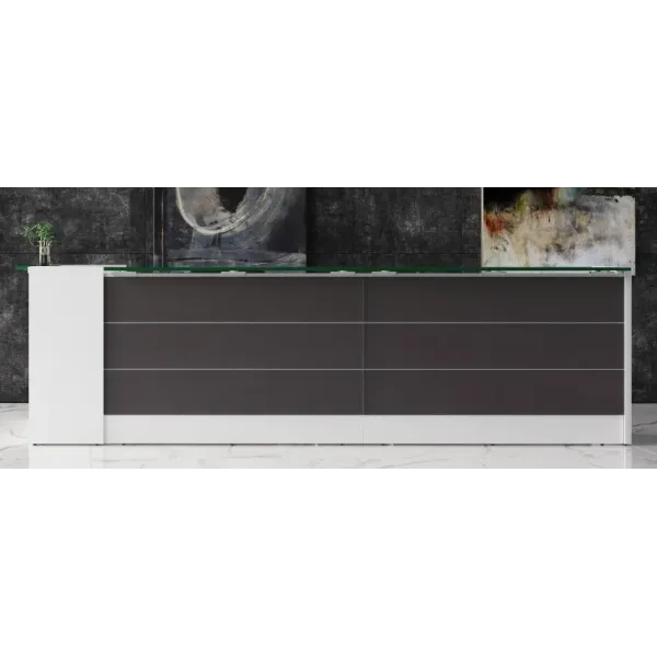 Bancone Reception Grande in Vetro 446x164x109H cm | DEOFFICE