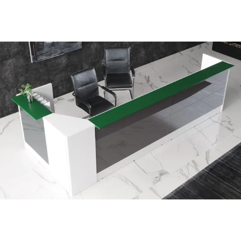 Bancone Reception Grande in Vetro 446x164x109H cm | DEOFFICE