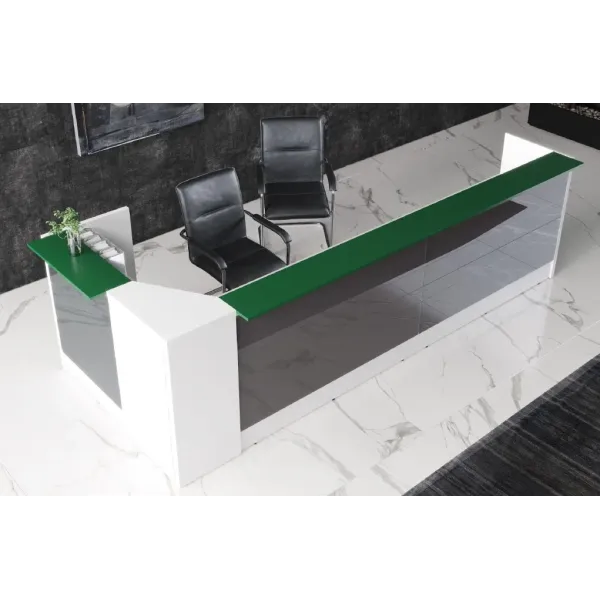 Bancone Reception Grande in Vetro 446x164x109H cm | DEOFFICE
