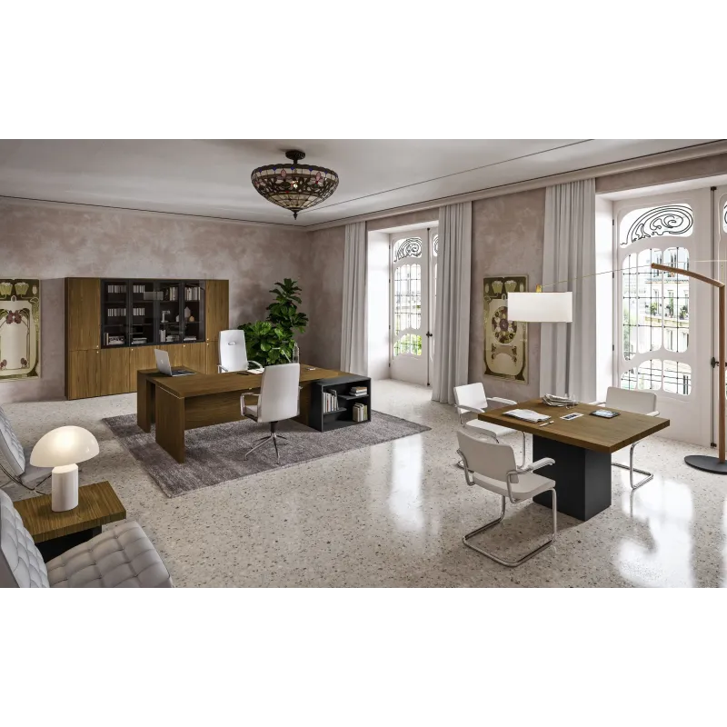 Armadio Alto Dirigenziale Ante Vetro e Legno 90x44x200 | DEOFFICE