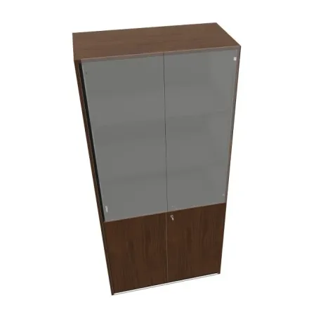 Armadio Alto Dirigenziale Ante Vetro e Legno 90x44x200 | DEOFFICE