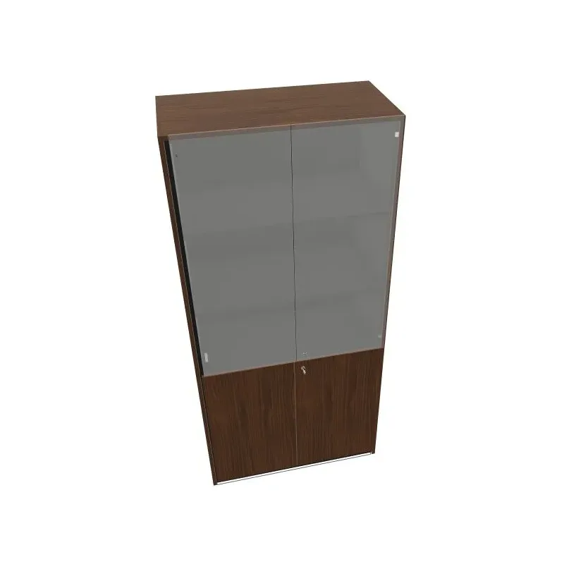 Armadio Alto Dirigenziale Ante Vetro e Legno 90x44x200 | DEOFFICE