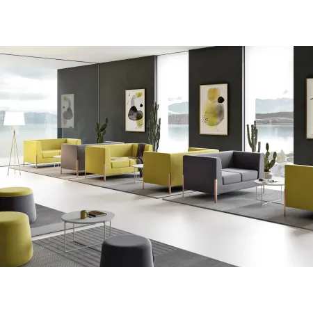 Divano 2 Posti Ufficio Tessuto o Ecopelle | DEOFFICE 2