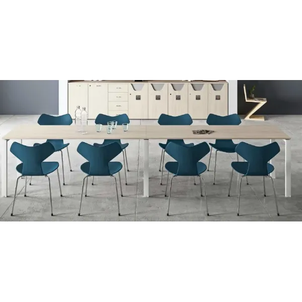 Scrivania operativa con piano in legno, gambe in metallo Dim 180x80x74H