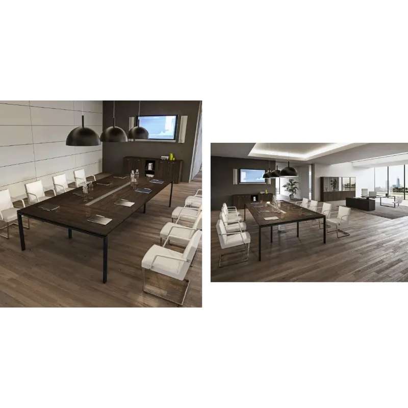 Tavolo riunione piano in legno struttura in metallo Dim 240x166x73H