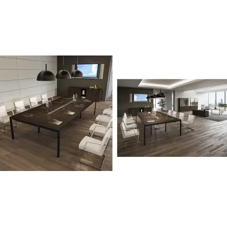 Tavolo riunione piano in legno struttura in metallo Dim 280x166x73H 2