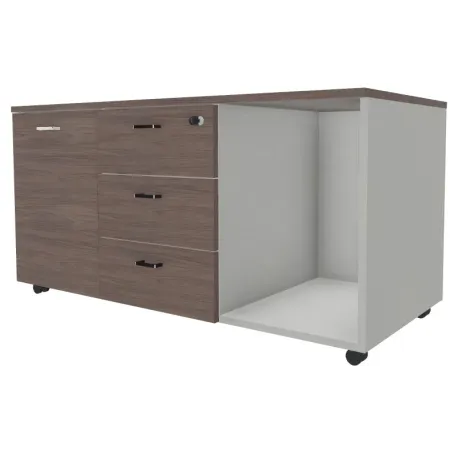 Mobile di servizio su ruote, vano a giorno DX, anta SX, 3 cassetti centrali Dim 120x55x60H