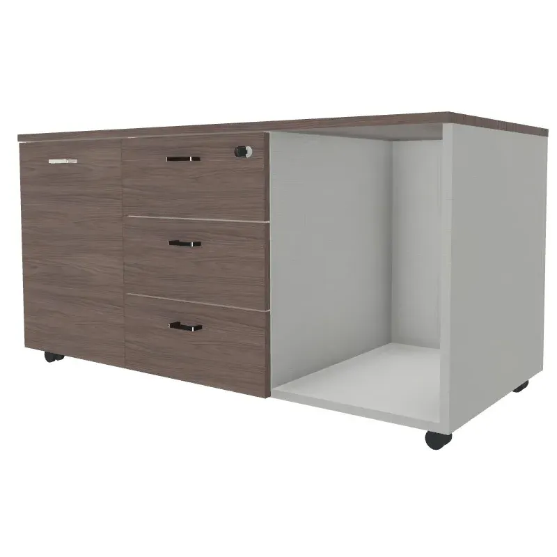 Mobile di servizio su ruote, vano a giorno DX, anta SX, 3 cassetti centrali Dim 120x55x60H