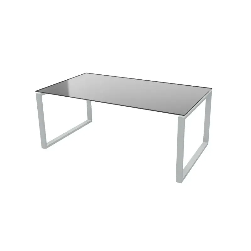 Scrivania con piano in vetro e coppia gambe ad anello Dim 160x80x73H