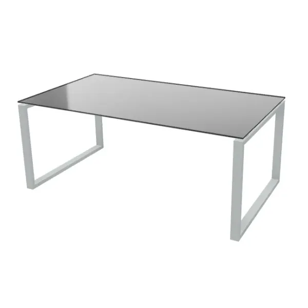 Scrivania con piano in vetro e coppia gambe ad anello Dim 160x80x73H