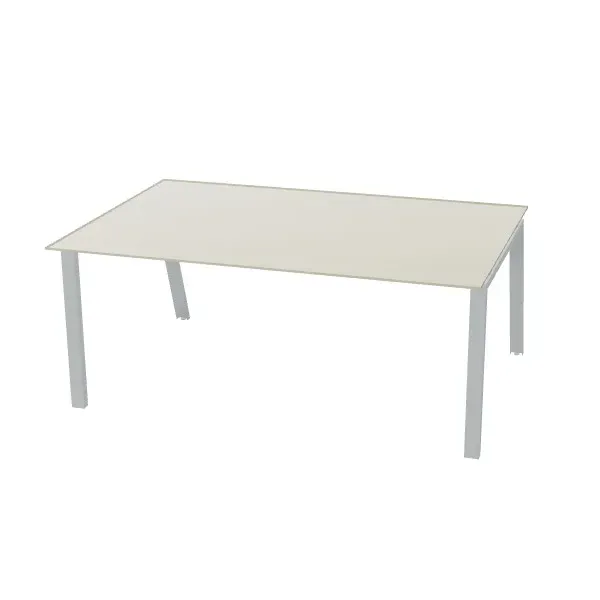Scrivania con piano in vetro e coppia gambe a cavaletto Dim 200x100x73H