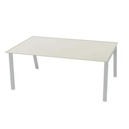 Scrivania con piano in vetro e coppia gambe a cavaletto Dim 180x100x73H
