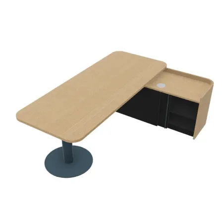 Scrivania gamba cilindrica e mobile portante Dx/Sx, torretta elettrificata a scomparsa Dim 220x160x74H