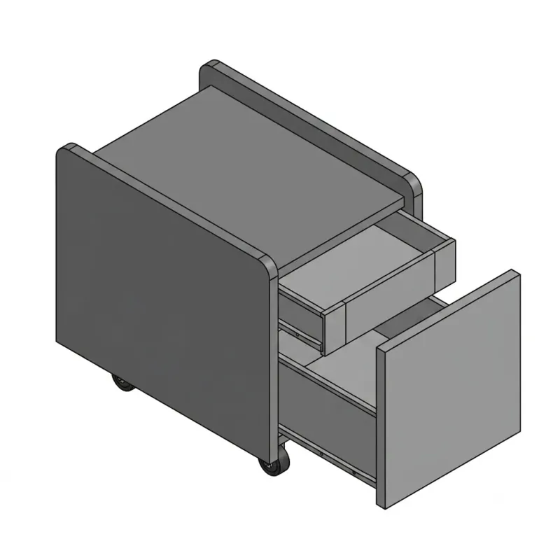 Cassettiera su ruote, 2 cassetti interni Dim 42x56x60H