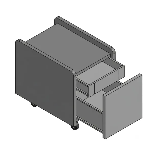 Cassettiera su ruote, 2 cassetti interni Dim 42x56x60H