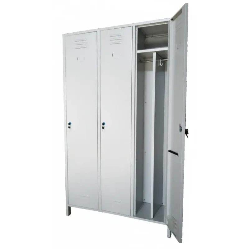 Armadio spogliatoio in metallo, con divisorio sporco pulito a 3 posti salva spazio cm 101x34x180h
