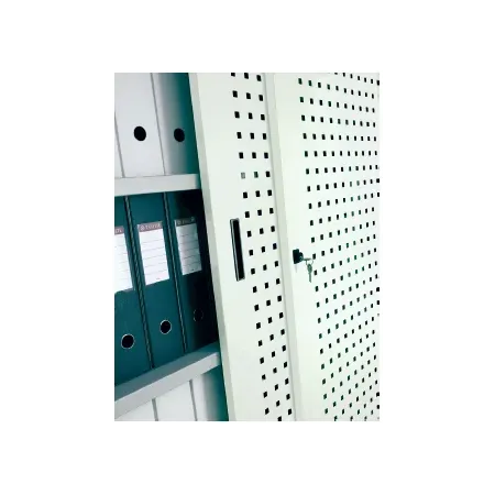 LINEA SPECIAL - Armadio Basso in Metallo Ante Scorrevoli in lamiera forata Dim. 120x45x90h cm 2