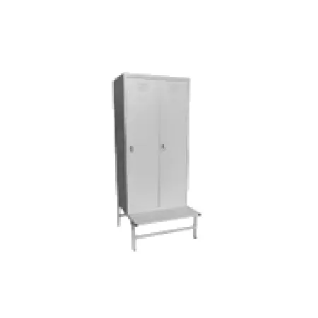 Armadio spogliatoio in metallo, con divisorio sporco pulito a 2 posti su panca cm 80x50x180h