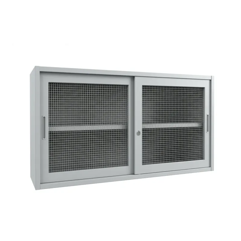 LINEA SPECIAL - Armadio Basso in Metallo Ante Scorrevoli in Rete Dim. 150x45x75h cm